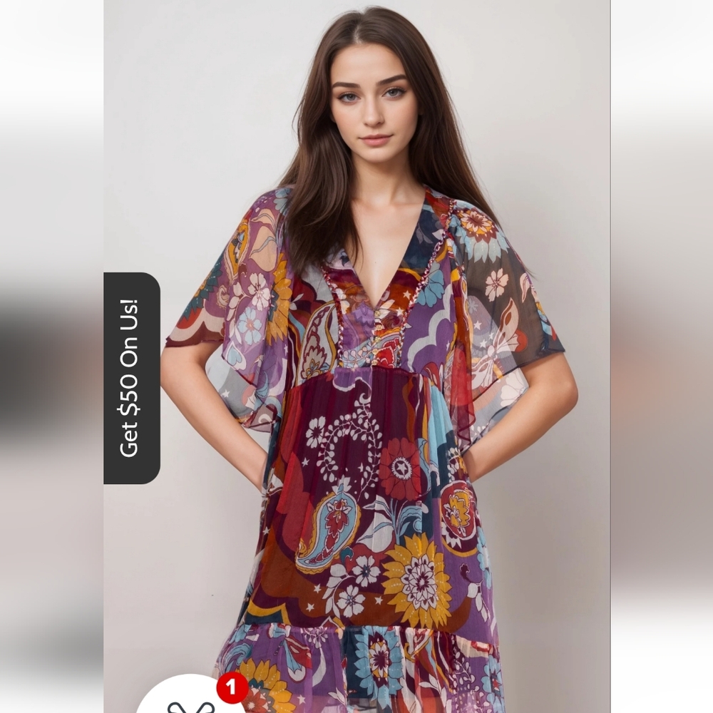 Johnny Was Jade Margareta Multicolor Mini Silk Dress Size M, NWT - Picture 16 of 17
